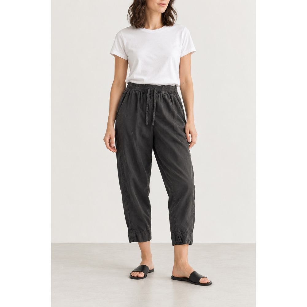 Everlane Tencel Taper Pant Jogger Women Sz M Black Elastic Waist Crop Minimalist